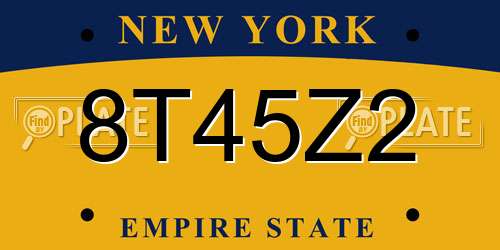 8T45Z2 New York License Plate