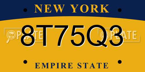 8T75Q3 New York License Plate