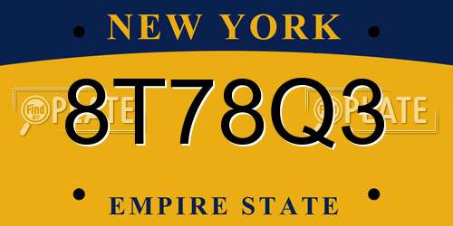 8T78Q3 New York License Plate