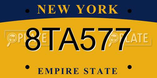 8TA577 New York License Plate