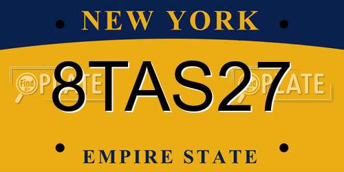 8TAS27 New York License Plate