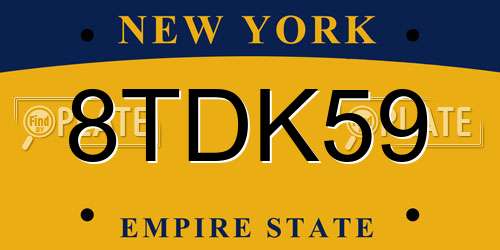 8TDK59 New York License Plate