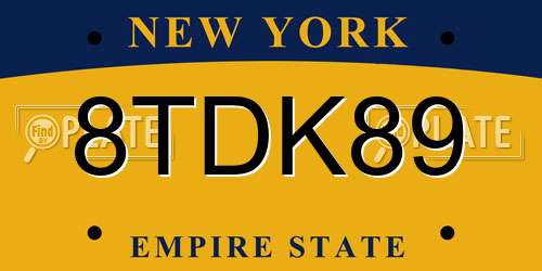 8TDK89 New York License Plate