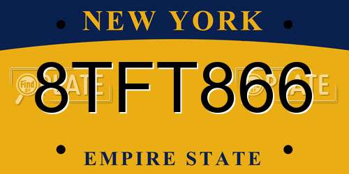 8TFT866 New York License Plate