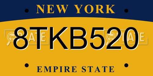 8TKB520 New York License Plate