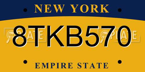 8TKB570 New York License Plate