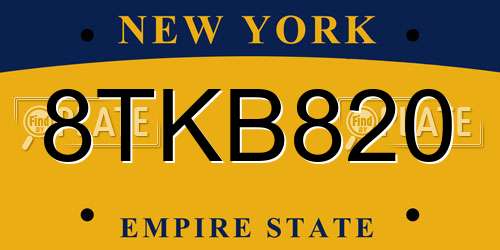8TKB820 New York License Plate