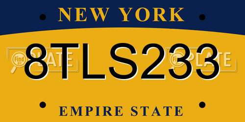 8TLS233 New York License Plate