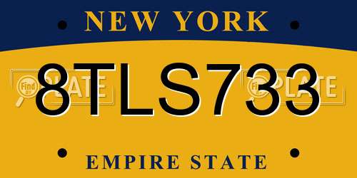 8TLS733 New York License Plate