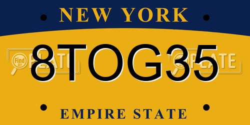 8TOG35 New York License Plate