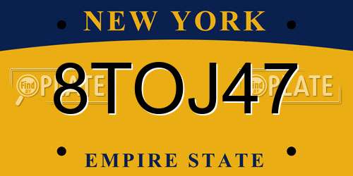 8TOJ47 New York License Plate