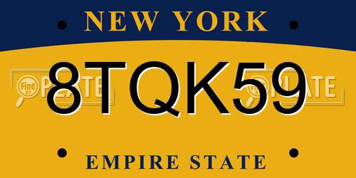 8TQK59 New York License Plate