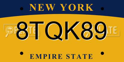 8TQK89 New York License Plate