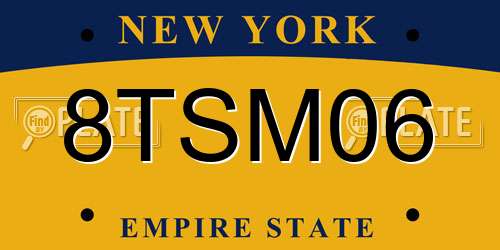 8TSM06 New York License Plate