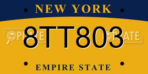 8TT803 New York License Plate