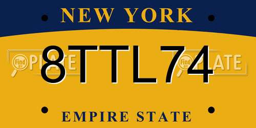 8TTL74 New York License Plate