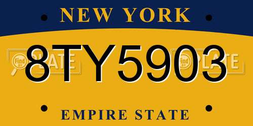 8TY5903 New York License Plate