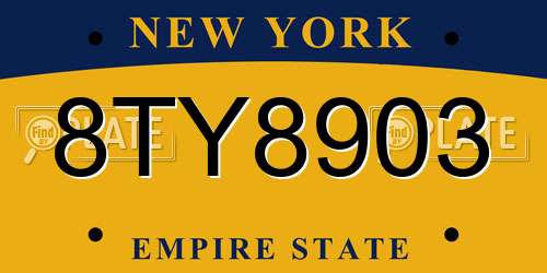 8TY8903 New York License Plate
