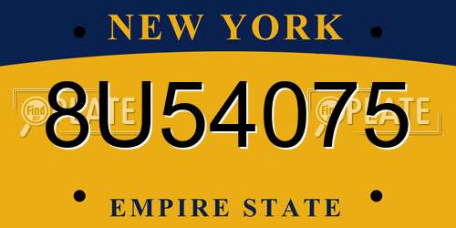 8U54075 New York License Plate