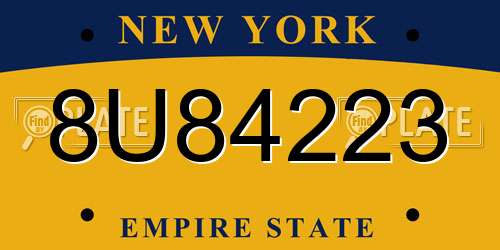 8U84223 New York License Plate
