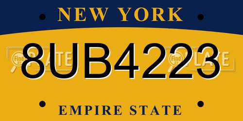 8UB4223 New York License Plate