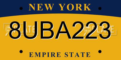 8UBA223 New York License Plate