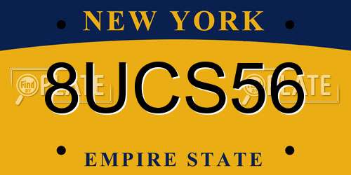 8UCS56 New York License Plate