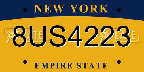 8US4223 New York License Plate