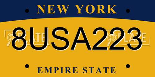 8USA223 New York License Plate
