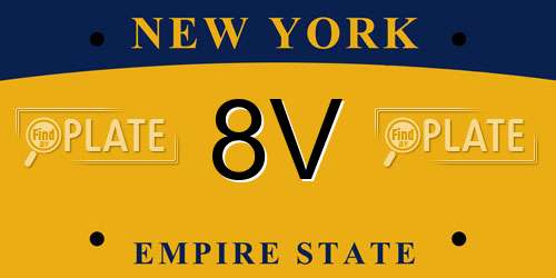 8V New York License Plate