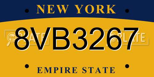 8VB3267 New York License Plate