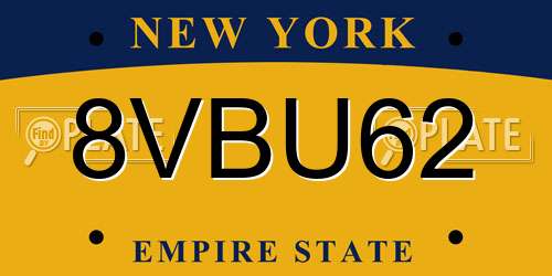 8VBU62 New York License Plate