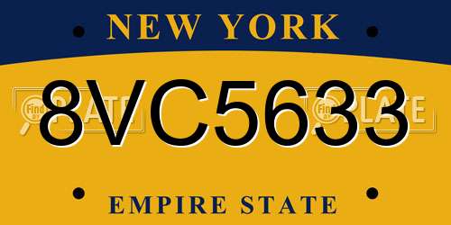 8VC5633 New York License Plate