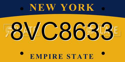 8VC8633 New York License Plate