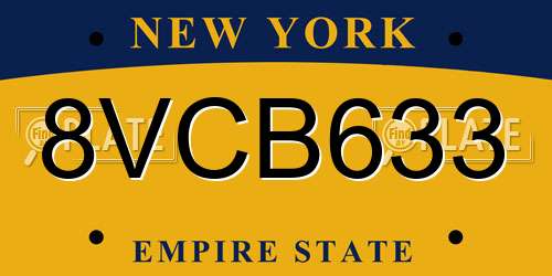 8VCB633 New York License Plate