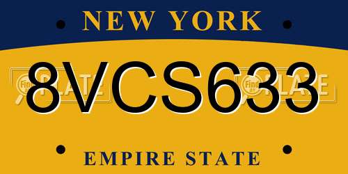 8VCS633 New York License Plate