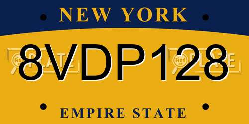 8VDP128 New York License Plate