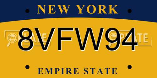 8VFW94 New York License Plate