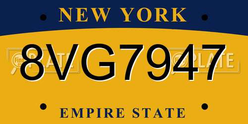 8VG7947 New York License Plate