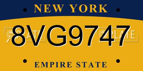 8VG9747 New York License Plate