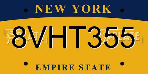 8VHT355 New York License Plate
