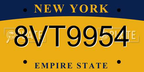 8VT9954 New York License Plate