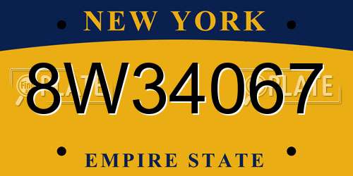 8W34067 New York License Plate