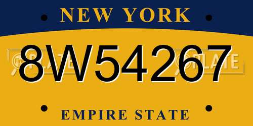 8W54267 New York License Plate
