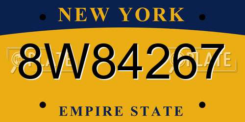 8W84267 New York License Plate