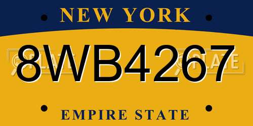 8WB4267 New York License Plate