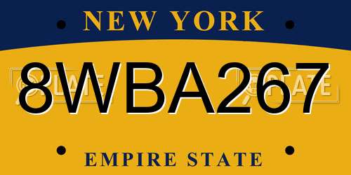 8WBA267 New York License Plate