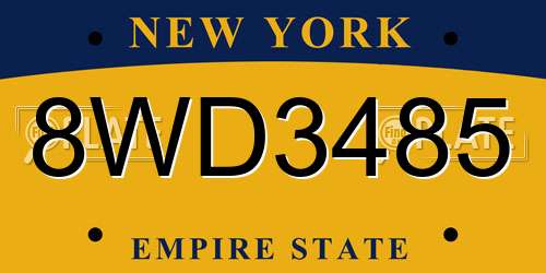 8WD3485 New York License Plate