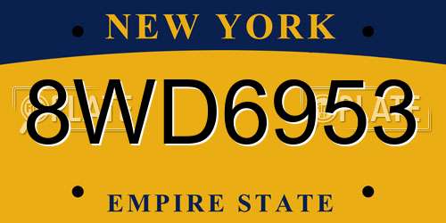 8WD6953 New York License Plate