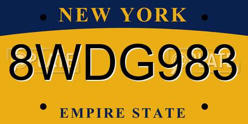 8WDG983 New York License Plate